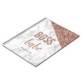 Personalisierte Rose Gold Glitzer | Marble Boss Ba Notizblock (Linke Seite)