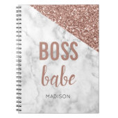 Personalisierte Rose Gold Glitzer | Marble Boss Ba Notizblock (Vorderseite)