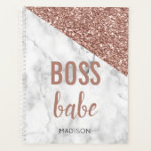 Personalisierte Rose Gold Glitzer | Marble Boss Ba Planer (Vorderseite)
