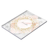 Personalisierte Rose Gold Glitzer-MarmorNotebook Notizblock (Linke Seite)