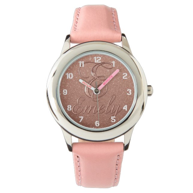 Personalisierte Rose Gold Glitzer Name Design - Ei Armbanduhr (Vorderseite)