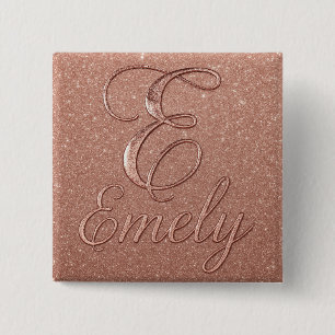 Personalisierte Rose Gold Glitzer Name Design - Ei Button