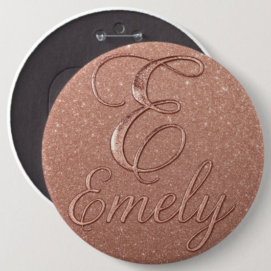 Personalisierte Rose Gold Glitzer Name Design - Ei Button (Vorne & Hinten)