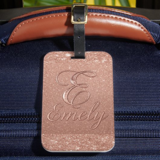 Personalisierte Rose Gold Glitzer Name Design - Ei Gepäckanhänger (Vorderseite Insitu 2)