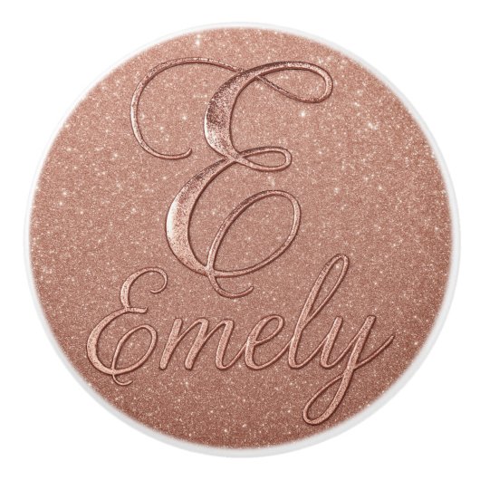 Personalisierte Rose Gold Glitzer Name Design - Ei Keramikknauf (Vorderseite)