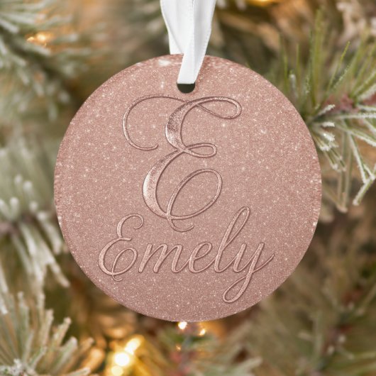 Personalisierte Rose Gold Glitzer Name Design - Ei Ornament (Baum)