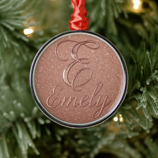 Personalisierte Rose Gold Glitzer Name Design - Ei Ornament Aus Metall (Baum)