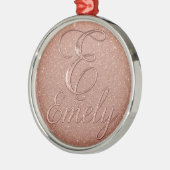 Personalisierte Rose Gold Glitzer Name Design - Ei Ornament Aus Metall (Links)