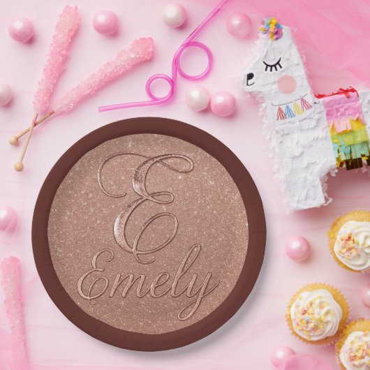 Personalisierte Rose Gold Glitzer Name Design - Ei Pappteller (Party)