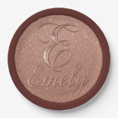Personalisierte Rose Gold Glitzer Name Design - Ei Pappteller (Vorderseite)