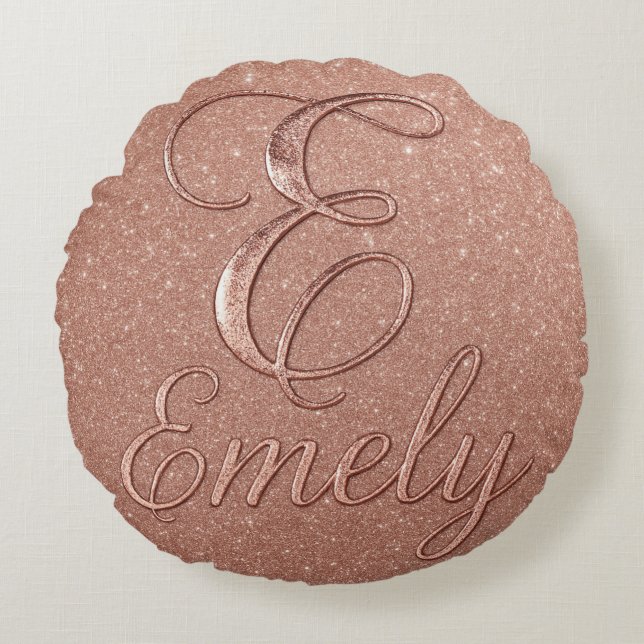 Personalisierte Rose Gold Glitzer Name Design - Ei Rundes Kissen (Vorderseite)