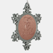 Personalisierte Rose Gold Glitzer Name Design - Ei Schneeflocken Zinn-Ornament (Links)