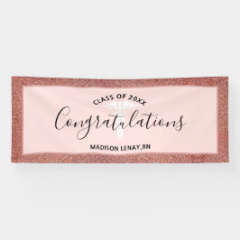 Personalisierte Rose Gold Glitzer Nurse Abschluss Banner