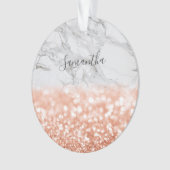 Personalisierte Rose Gold Glitzer Ornament (Vorderseite)