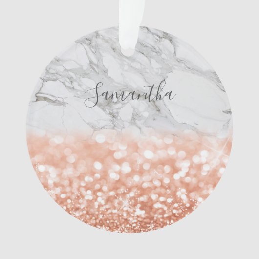 Personalisierte Rose Gold Glitzer Ornament (Vorderseite)