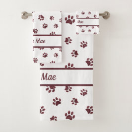 Personalisierte Rose Gold Glitzer Paw Prints Badhandtuch Set