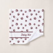 Personalisierte Rose Gold Glitzer Paw Prints Badhandtuch Set (Waschlappen)
