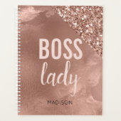 Personalisierte Rose Gold Glitzer | Rosa Boss Lady Planer (Vorderseite)