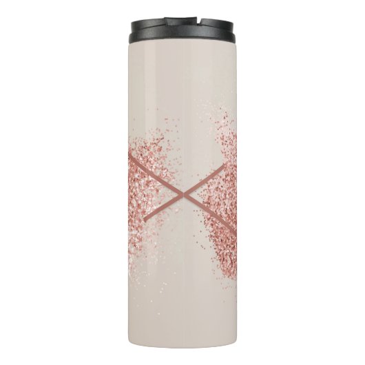 Personalisierte Rose Gold Glitzer Thermal Tumbler Thermosbecher (Rückseite)