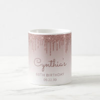 Personalisierte Rose Gold Glitzer Tropfen 60. Gebu
