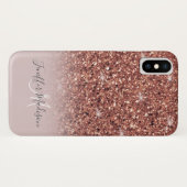 Personalisierte Rose Gold Glitzer Tropfen Girly Lu Case-Mate iPhone Hülle (Rückseite (Horizontal))