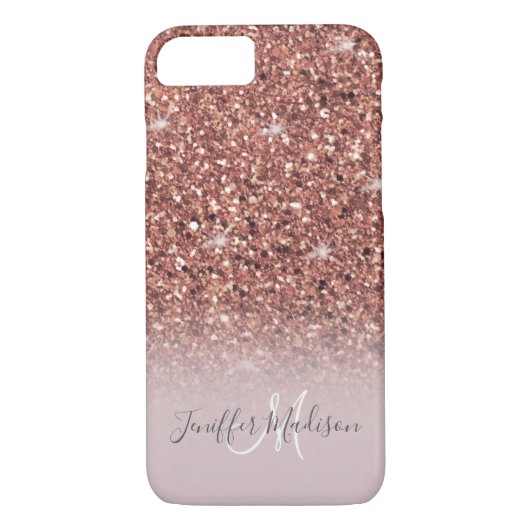 Personalisierte Rose Gold Glitzer Tropfen Girly Lu Case-Mate iPhone Hülle (Rückseite)