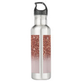 Personalisierte Rose Gold Glitzer Tropfen Girly Lu Edelstahlflasche (Rückseite)