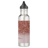 Personalisierte Rose Gold Glitzer Tropfen Girly Lu Edelstahlflasche (Rechts)