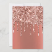 Personalisierte Rose Gold Glitzer Tropfen Girly Lu Einladung (Rückseite)