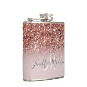 Personalisierte Rose Gold Glitzer Tropfen Girly Lu Flachmann (Rechts)