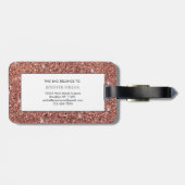 Personalisierte Rose Gold Glitzer Tropfen Girly Lu Gepäckanhänger (Rückseite horizontal)