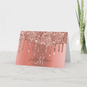 Personalisierte Rose Gold Glitzer Tropfen Girly Lu Karte