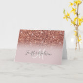 Personalisierte Rose Gold Glitzer Tropfen Girly Lu Karte (Gelbe Blume)