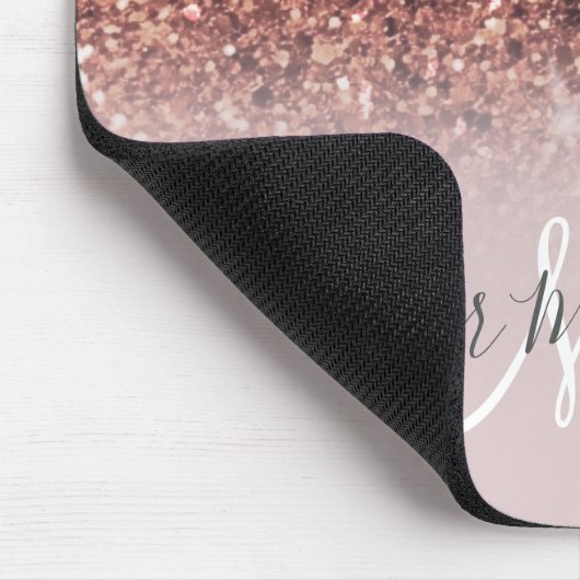 Personalisierte Rose Gold Glitzer Tropfen Girly Lu Mousepad (Ecke)
