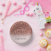 Personalisierte Rose Gold Glitzer Tropfen Girly Lu Pappteller (Party)