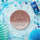 Personalisierte Rose Gold Glitzer Tropfen Girly Lu Pappteller (Party)