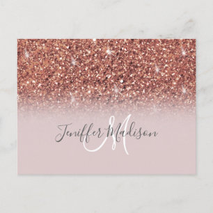 Personalisierte Rose Gold Glitzer Tropfen Girly Lu Postkarte
