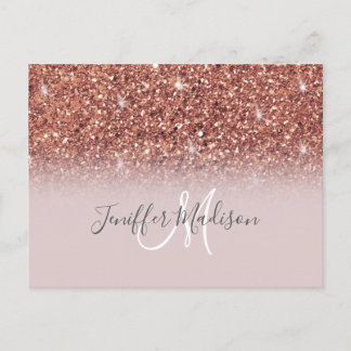 Personalisierte Rose Gold Glitzer Tropfen Girly Lu Postkarte