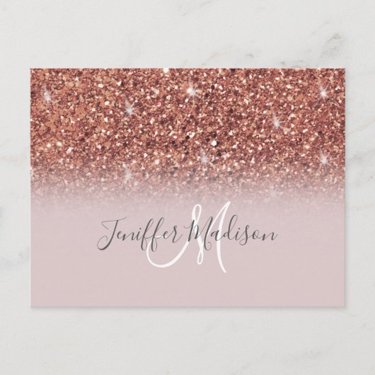 Personalisierte Rose Gold Glitzer Tropfen Girly Lu Postkarte (Vorderseite)