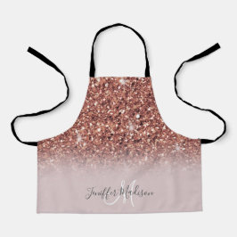 Personalisierte Rose Gold Glitzer Tropfen Girly Lu Schürze