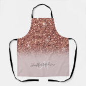 Personalisierte Rose Gold Glitzer Tropfen Girly Lu Schürze (Vorderseite)
