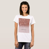 Personalisierte Rose Gold Glitzer Tropfen Girly Lu T-Shirt (Vorne ganz)