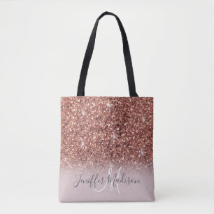 Personalisierte Rose Gold Glitzer Tropfen Girly Lu Tasche