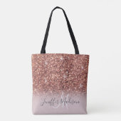 Personalisierte Rose Gold Glitzer Tropfen Girly Lu Tasche (Rückseite)