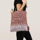 Personalisierte Rose Gold Glitzer Tropfen Girly Lu Tasche (Von Nahem)