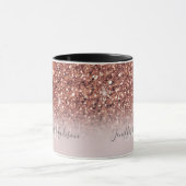 Personalisierte Rose Gold Glitzer Tropfen Girly Lu Tasse (Zentrum)