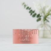 Personalisierte Rose Gold Glitzer Tropfen Girly Lu Visitenkarte (Stehend Vorderseite)