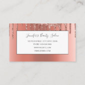 Personalisierte Rose Gold Glitzer Tropfen Girly Lu Visitenkarte (Rückseite)