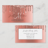 Personalisierte Rose Gold Glitzer Tropfen Girly Lu Visitenkarte (Vorne/Hinten)