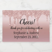 Personalisierte Rose Gold Glitzer Tropfen Mini Schaumweinetikett (Einzelnes Label)